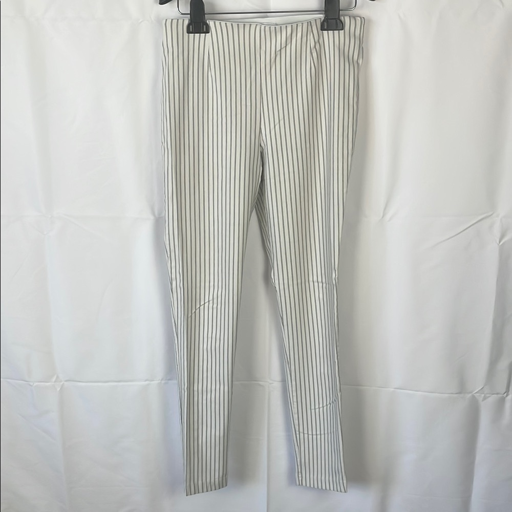Calvin Klein Black Pinstriped Stretchy Skinny Pants with Elastic Waist - Size 8